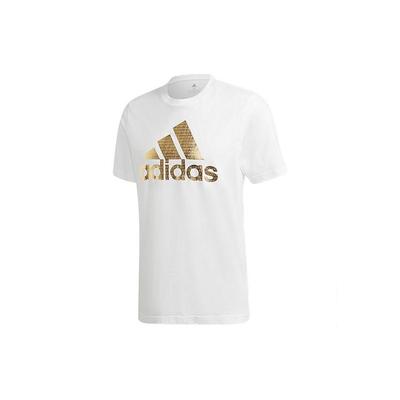 adidas Camiseta de Manga Corta con Letra Metálica de Papel de Aluminio Universal para Hombre Tops Blanco GE4700