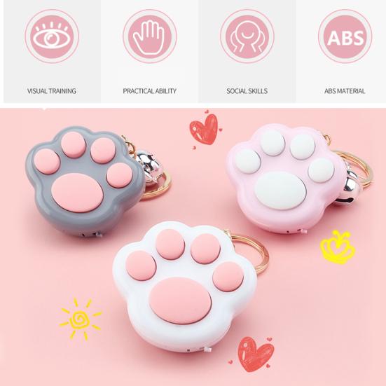 Mini Fidget Toy Lovely Portable Funny Cat Paw Push Fidget Game Keychain for Children