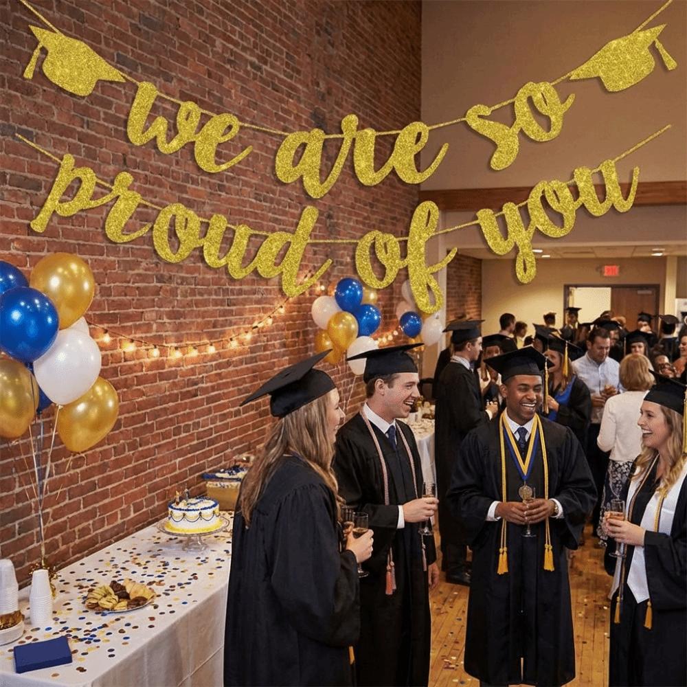 Gold Shining Graduation Party Banner Glitter Decor Party Scene Prop  Photo Background