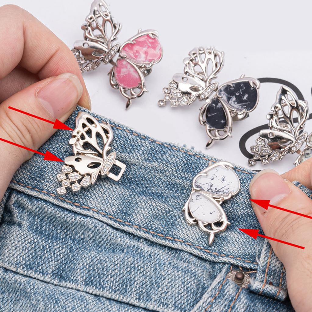 Waist Adjusters with Butterfly Design Waist Adjusting Tool Nonsewing Waist Fasteners For Women Loose Pants Jeans 3PCS