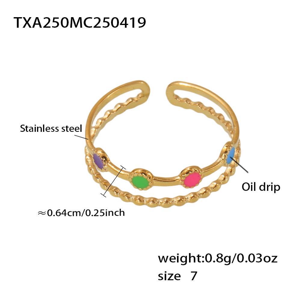 Qiong Yao Dopamine Devil s Eye Enamel Ring  Drip Oil Clasp Bracelet Jewelry Set