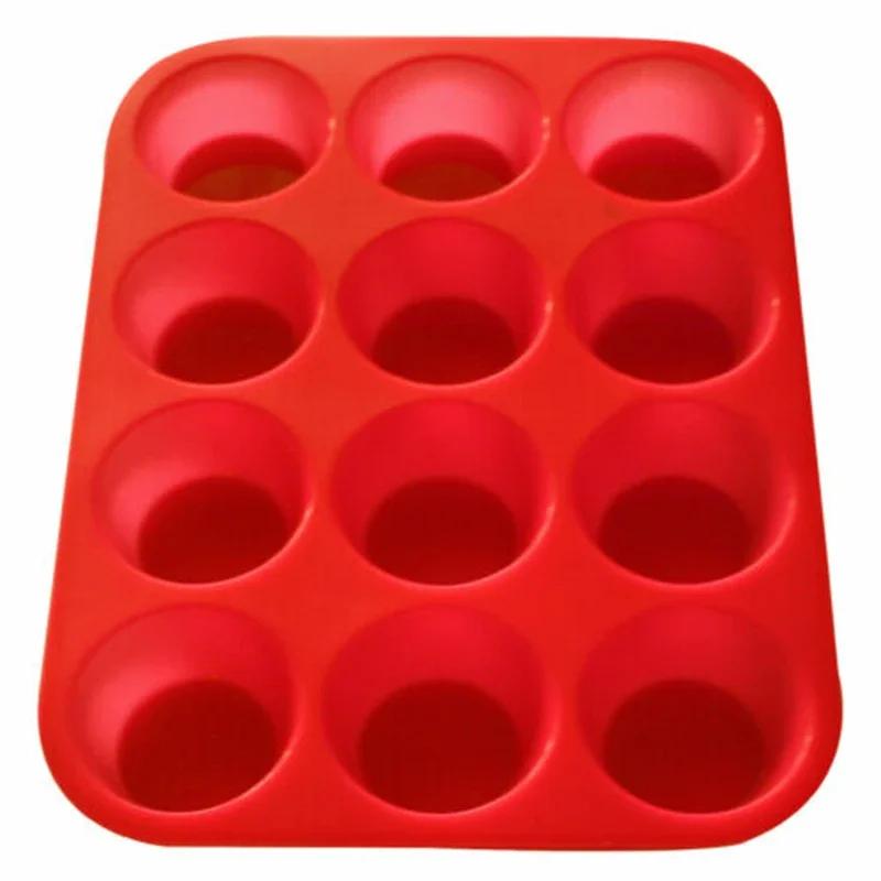 

Высококачественные кухонные аксессуары для выпечки, форма для маффинов и кексов на 12 ячеек, большая силиконовая форма для кексов