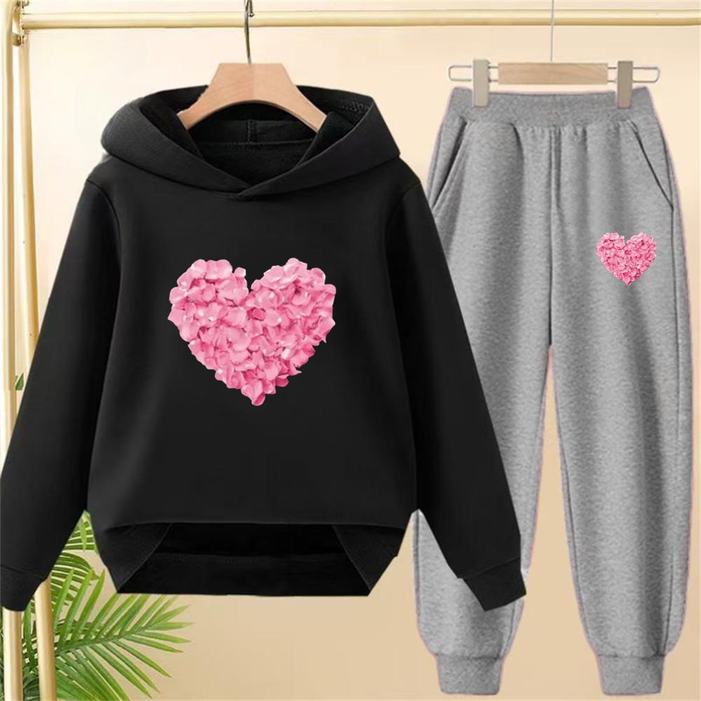 Petals heart-shaped Children's Tops and bottom Hoodies Girls Boy age 3-12 Coat Casual Toddle Sweatshirr clothing