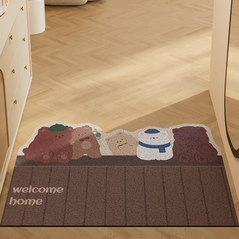 Creative Door Floor Mat Silk Ring Porch Foot Pad Can Be Cut, Dust And Mud Scraping Household Door Anti-Skid Mat