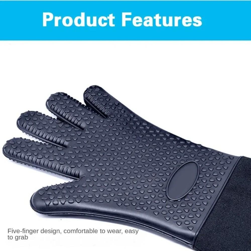 Quilted Liner Heat Resistant Gloves Heat Insulation Barbecue Mitts  Household Use