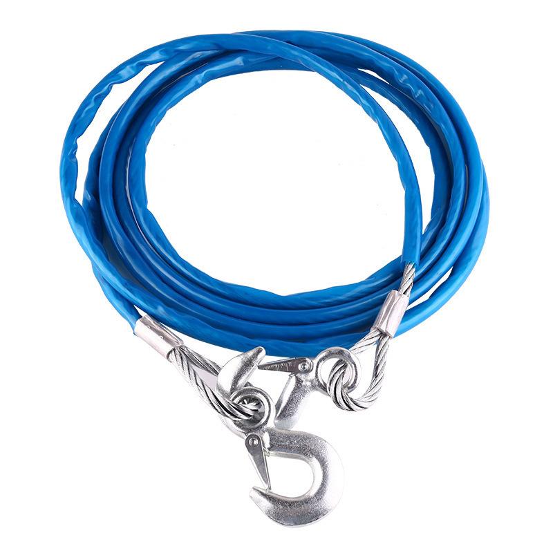 1Pcs 3-7 Tons Steel Wire Tow Ropd Traction Roping Trailer Pulls Rope With Hooks Car Tow Rope Auto Emergency Tools