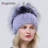 Neue Stil Echte Nerz Pelzmütze flauschige Winter Dame Natürliche Fuchs Pelz Beanie Ball Hut Stricken Warme Echte Nerz Pelz Kappe Luxus frauen Hut