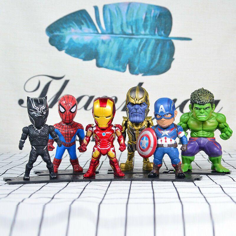 Marvel Avengers Actionfigur Modell Spielzeug Set von 6 Stück Mit Sockeln zur Präsentation