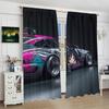 2Pcs- Modified car - Printed curtain, Polyester semi-transparent curtain -100% polyester material, home decoration