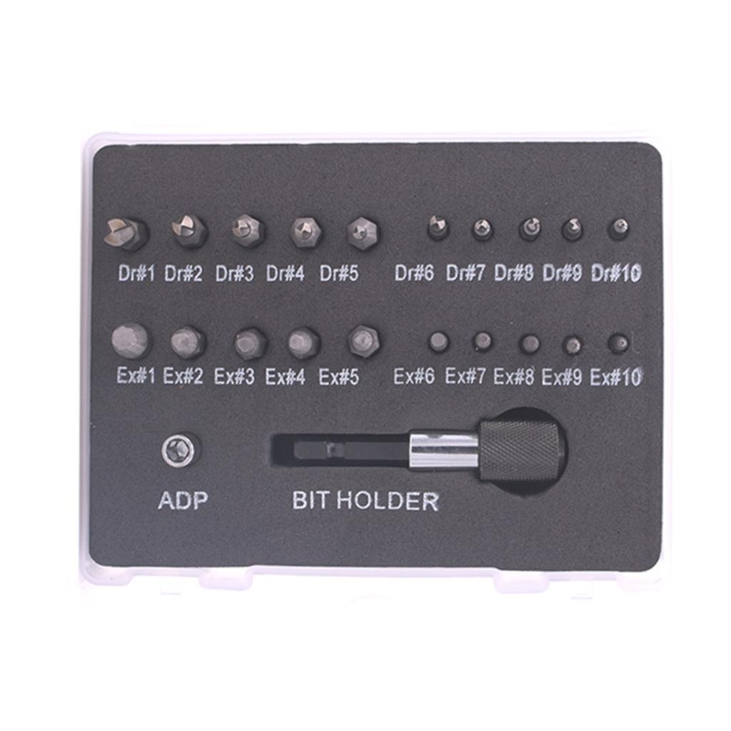 22Pcs Screw Remover Set, High-speed Steel Anti-tooth and Anti-wire Removal Tool, Damaged Screw Remover