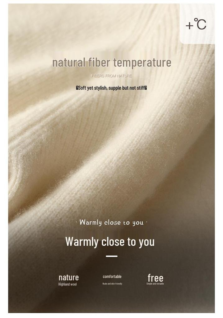 Women's High Neck Cashmere Wool Sweater, 2025 Edition - Thickened White Knitwear for Autumn and Winter