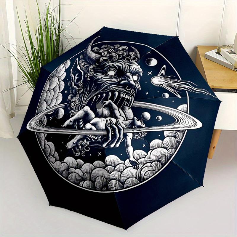 1pc Fantasy Monster "Astronomy" Automatic Umbrella High Quality Canopy, Portable Folding Umbrella With, Ideal Gift for - Travel, Everyday, Formal Even