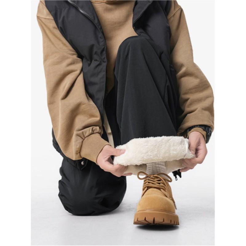 

Men Autumn and Winter Thicken Fleece Pants Loose Elsatic Waist Wide Leg Pants Male Solid Color Warm Trousers 3XL