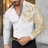 Men Long Sleeve Shirt With Metallic Print For Casual Wear And Spring Fashion