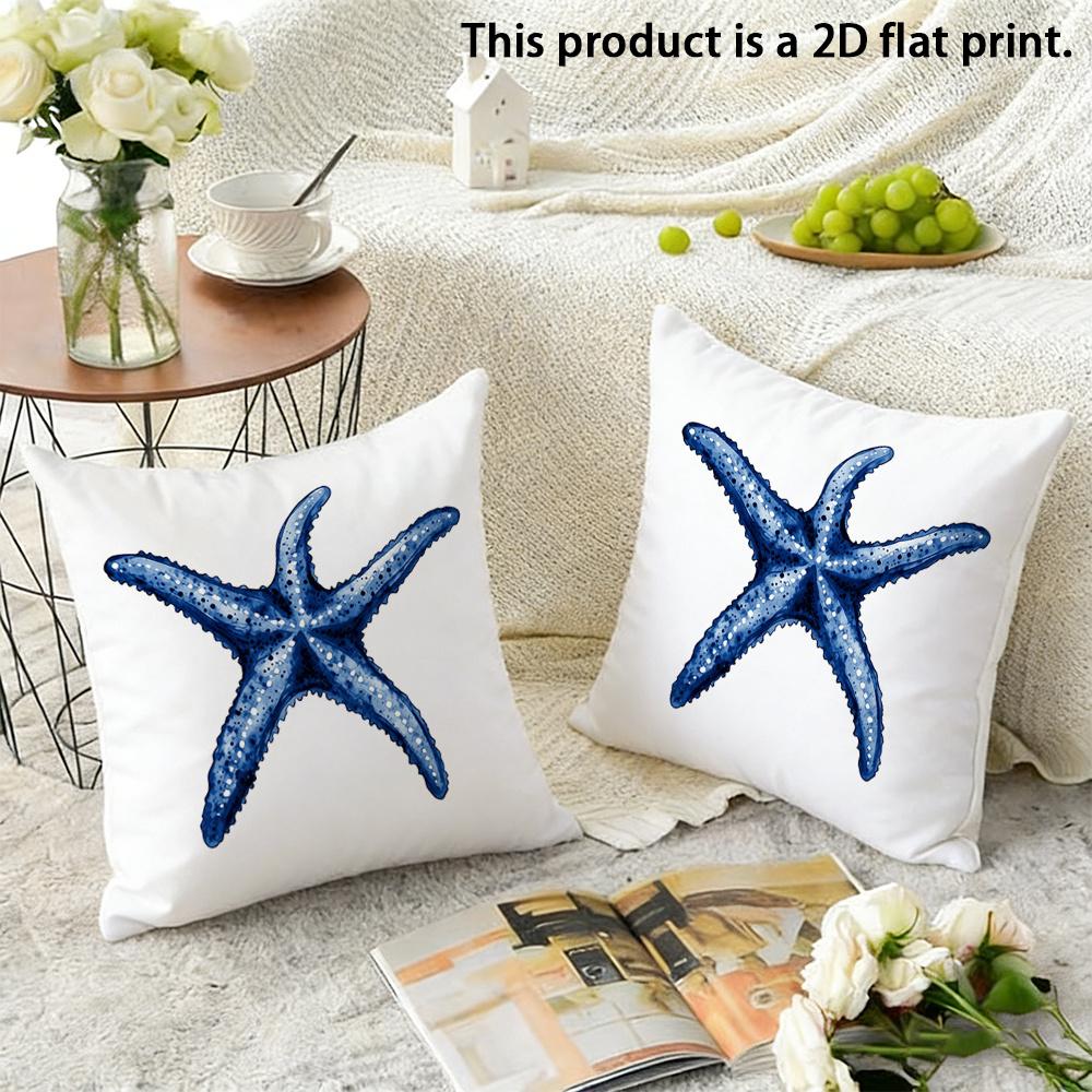 Blue Coral-Patterned Pillow Coverscushion Covers, Zippered, Decorative Pillowcases, 45X45 Cover Sleeves