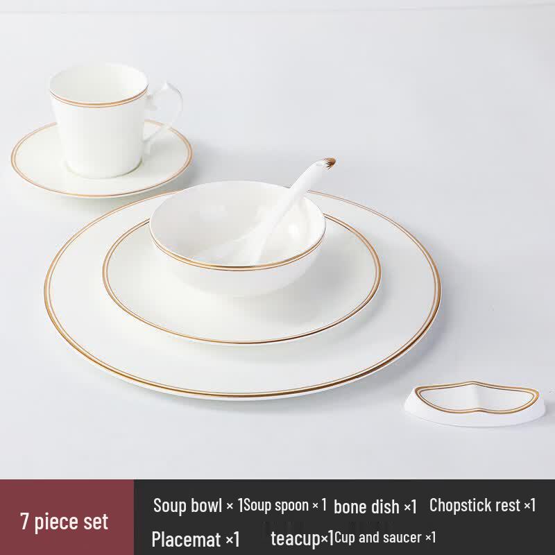 Gold Rim Ceramic Tableware Set