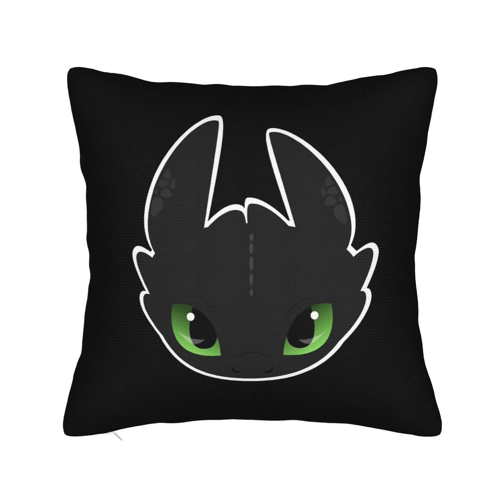 HTTYD Ohnezahn Quadratische Kissenhülle Kissenbezüge Fantastisch Polyester Dekor Sofakissenhülle für Wohnzimmer 40x40cm