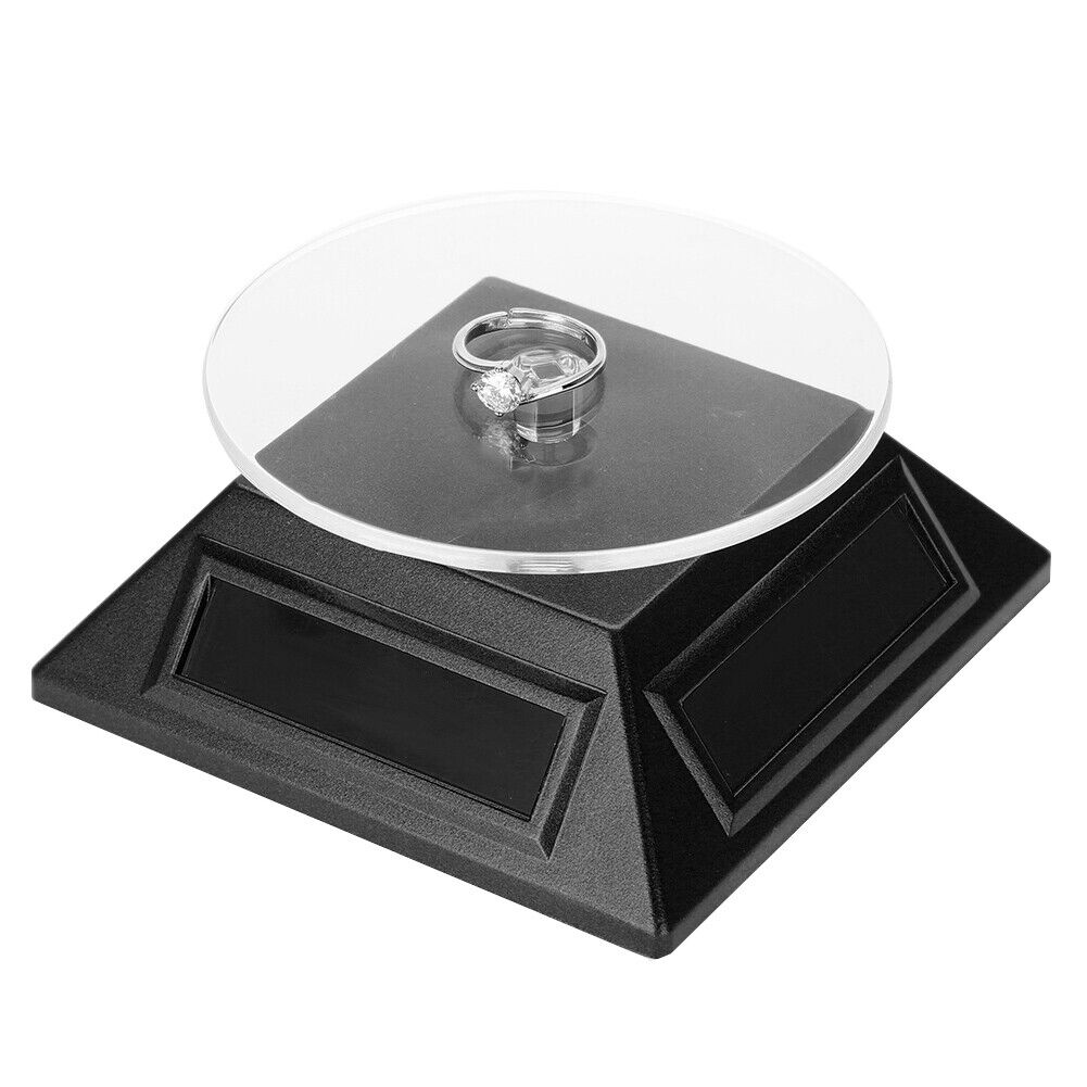 Solar Powered For 360 Degree Rotating Display Stand for Jewelry Watches Mobile Phones and Products with Turntable Base