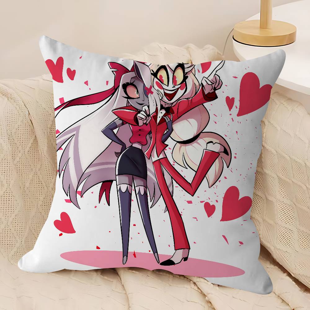 Almohada Anime H-Hazbin H-Hotel Almohada Anime Sofá Cama Almohada para la Cabeza Funda de Cojín 45x45 Cm Moda