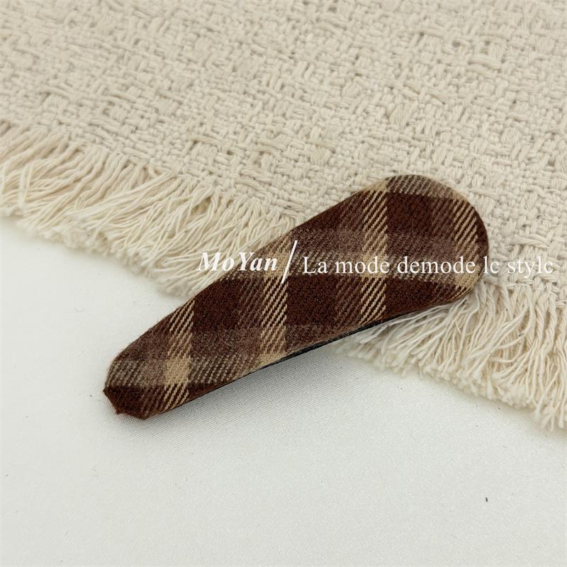 Korean Style Plaid Geometric Hair Clip - Retro BB Clip for Flyaway Hair