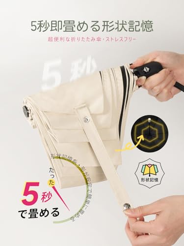 [Featured in Mori Kasumi's Advertisement: This 5-Second Folding Umbrella] konciwa Shape-Memory Parasol with 100% UV Protection, Perfect for Sun and Ra