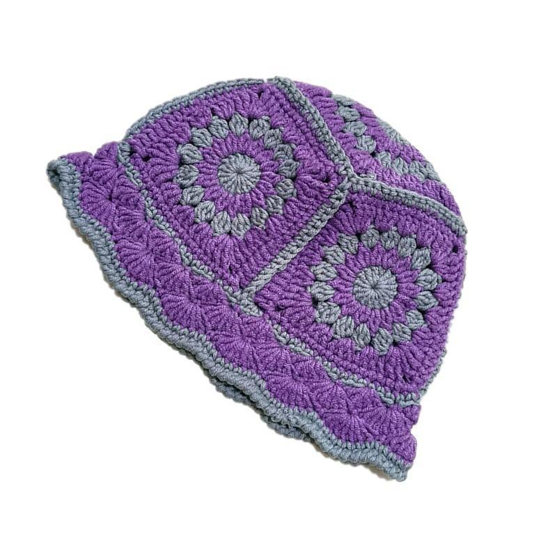 Knitted Hyein-style Hollow-knit Wool Beanie Fisherman Hat for Women, Autumn Versatile Cute Girl Bucket Hat Trendy Handmade