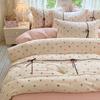 3pcs Korean style Duvet Cover Set (1*Duvet Cover + 2*Pillowcase, Without Core), Cute bow Bedding Set