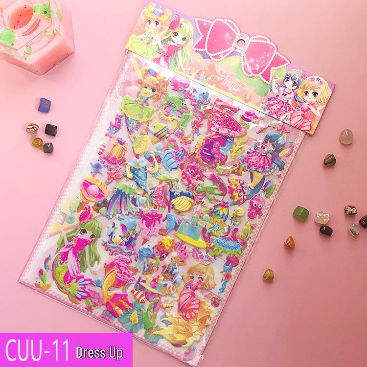 Large Double-Layer 3D Princess Dress-Up Stickers for Girls - Cartoon Clothing Bubble Toys