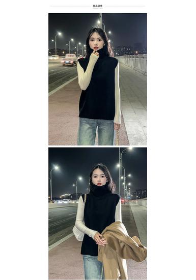 Korean Style High Neck Wool Knit Vest for Women - Sleeveless, Loose Fit, Autumn/Winter Outerwear
