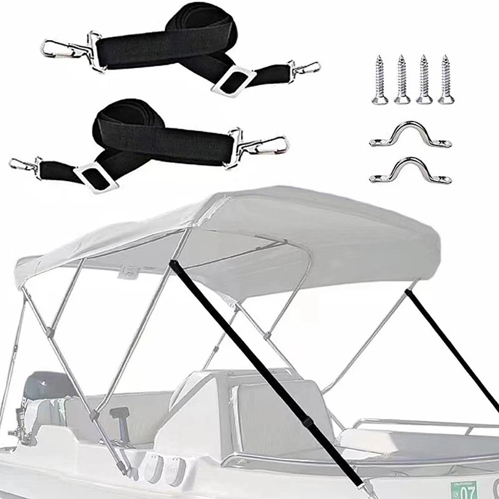 2X Weatherproof Boat Top Awning Straps Marine Webbing Strap Adjustable With Loop Stainless Steel Snap Hooks For Canopy Canoe