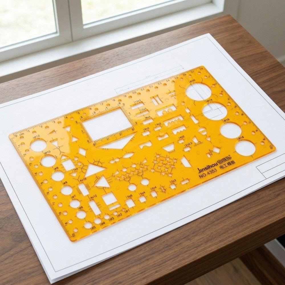 

K-Resin Drawing Template Plastic Hollow Ruler Multi‑Pattern Geometric Ruler Geometry Drawing 4353