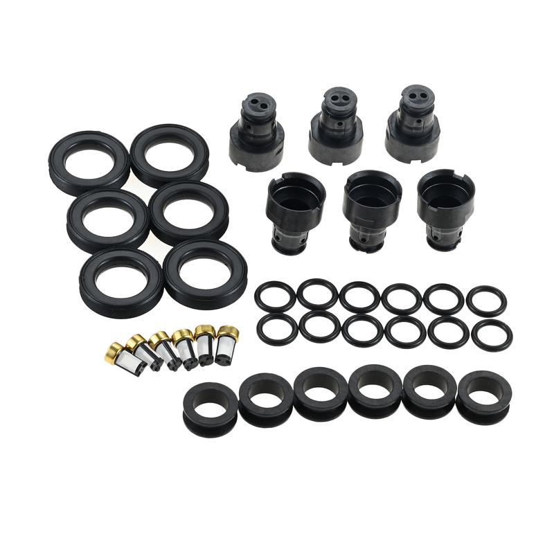 6 Sets Car Fuel Injector Rebuild Kit O-rings Seals Filters Caps for Toyota 3.4 V6 M717 4G1597 1580561 FJ585 23250-62040 5VZFE