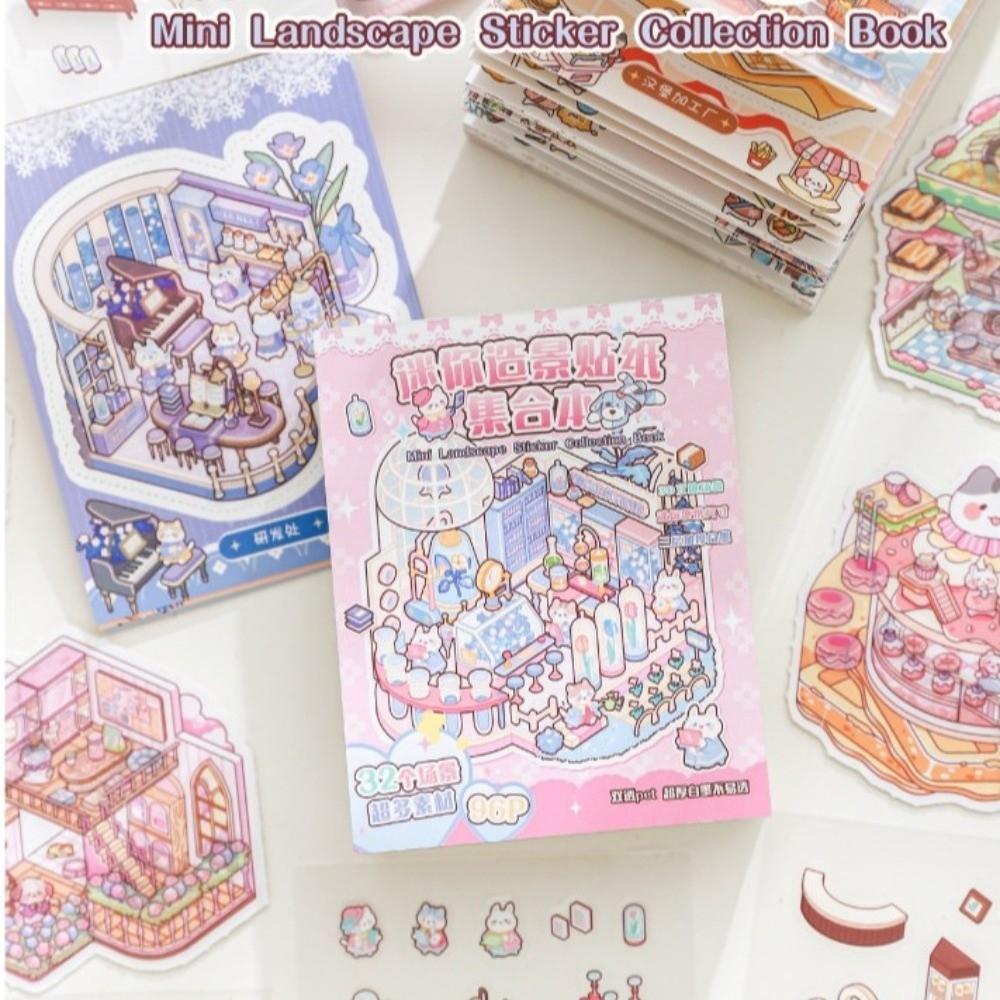 Immersive Mini Landscape Stickers Miniature Scene DIY Sticker Book Cartoon Stickers  Festival Gift