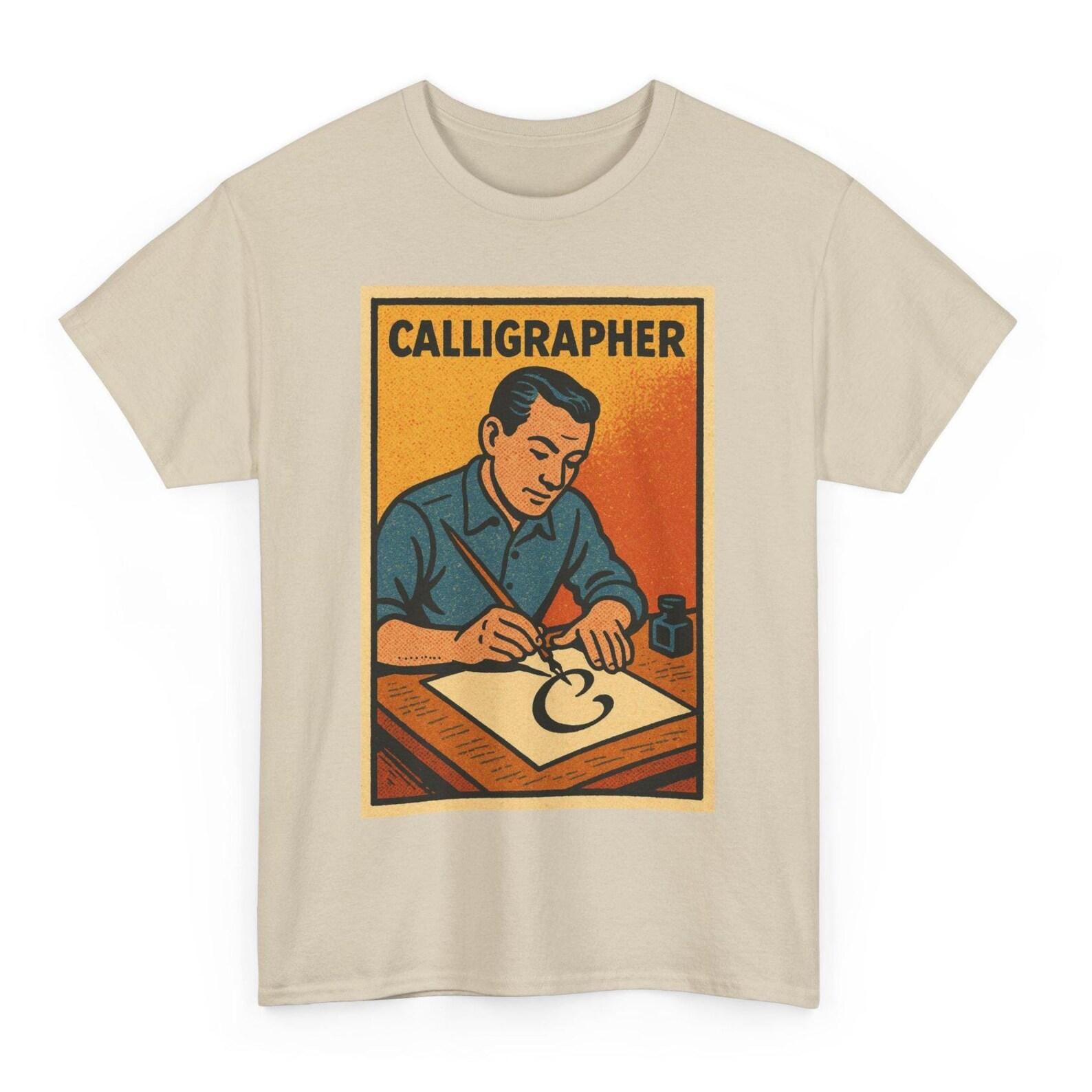 Calligraphy T-Shirt: Retro Comic Vintage Artist Tee 2XL