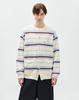 Ziosongzio Hairy Multi-Stripe Collarless Cardigan Cream Zh6Kt618Cr