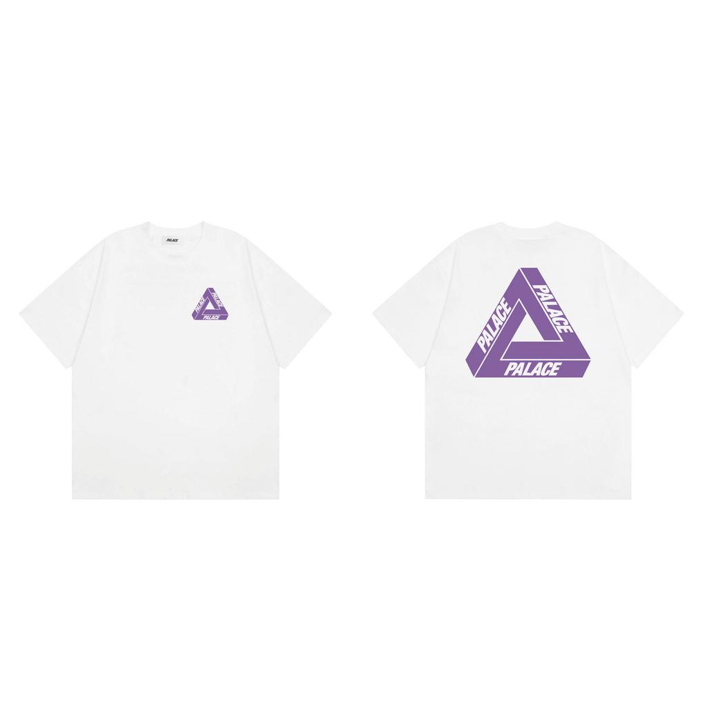 Trendy Brand PALACE Classic Purple Big Triangle LOGO Printed Men's and Women's Loose and Versatile Summer Short-sleeved T-shirt T