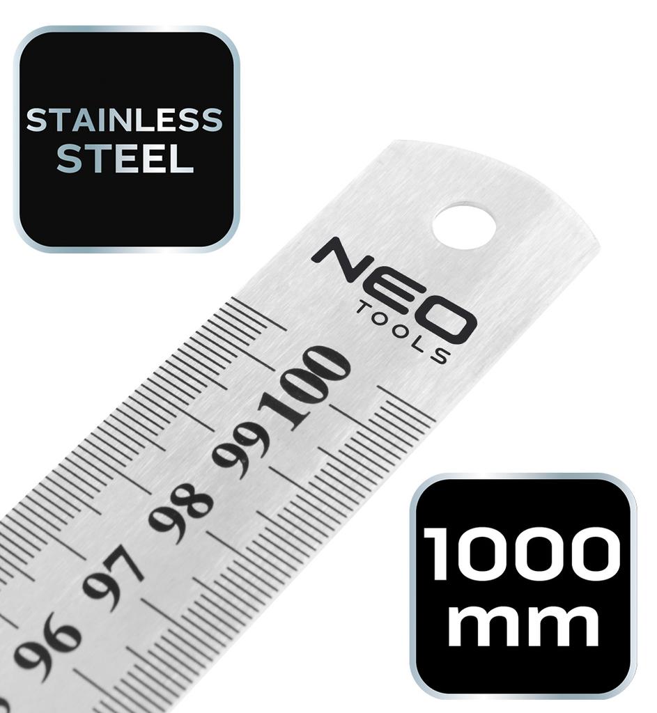 Ruler 100 Cm, Stainless Steel