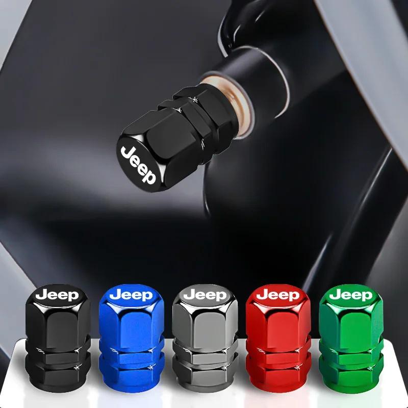 4PCS Car Tire Valve Stem Caps Wheel Air Valve Cover for Jeep Renegade Wrangler JK JL Grand Cherokee Compass Patriot Gladiator