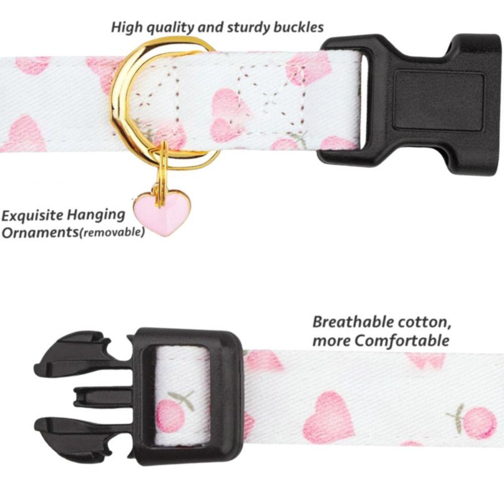 Strawberries Flower Pattern Adjustable Pet Collar Cotton Cat Traction Necklace Pet Dog Collar  Cat
