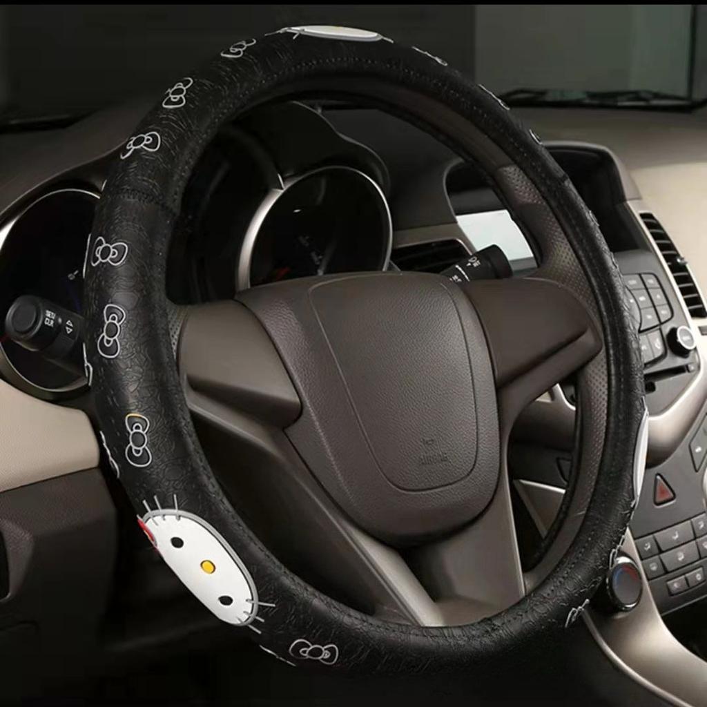 38cm Hello Kitty Car Steering Wheel Cover Universal Decor Handle Cover Cute Anti Slip Sweat Absorbing Cartoon Handlebar Cover