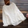 Women Autumn Vintage Cotton Floral Embroidery Blouse Long Sleeve Casual Loose Ruffled Top Chemise Shirt