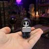 Grim Reaper Reading Figurine, 3D Printed Mini Skull Grim Reaper Statue, Cute Gothic Skeleton Ornament for Bookshelf, Desk, Shelf, Halloween Home Decor
