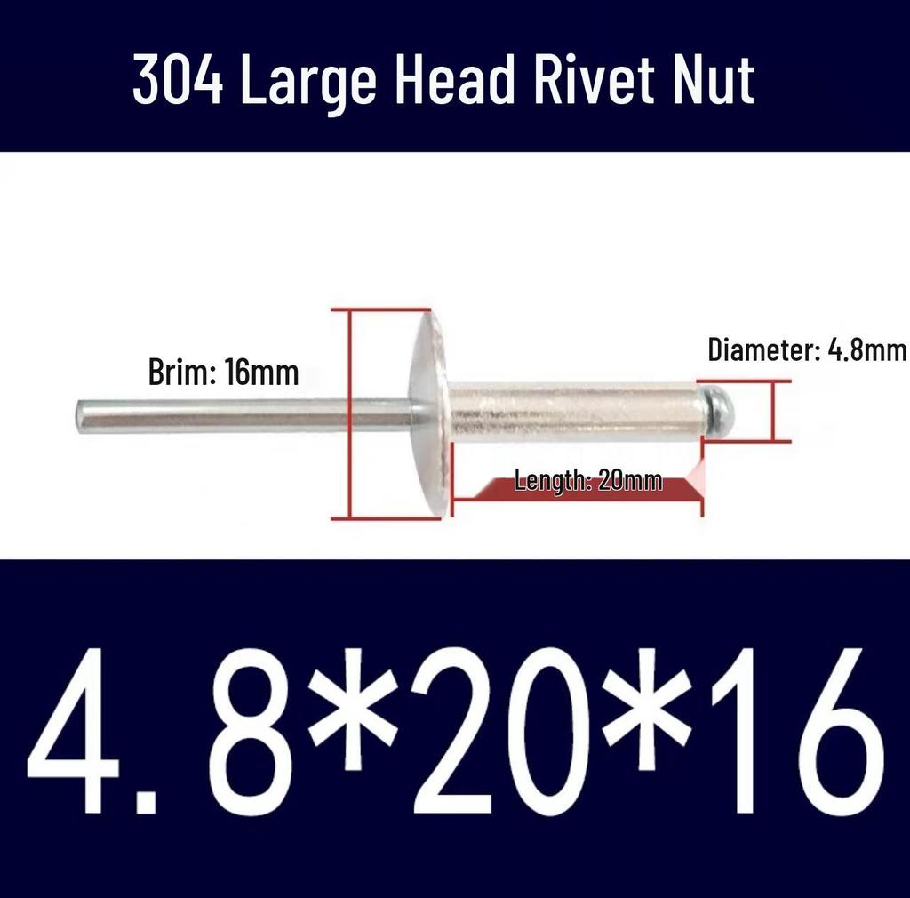 Aluminum Iron M4 Big Head Open End Rivet with Flat Round Head and Large Flange