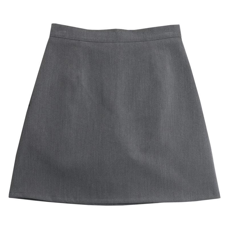Gray A-line High Waist Midi Skirt - Women's Spring/Autumn 2024 Bodycon Style