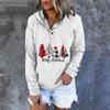 Women  Winter Casual Christmas Fashion Print Hooded Button Sweatshirt