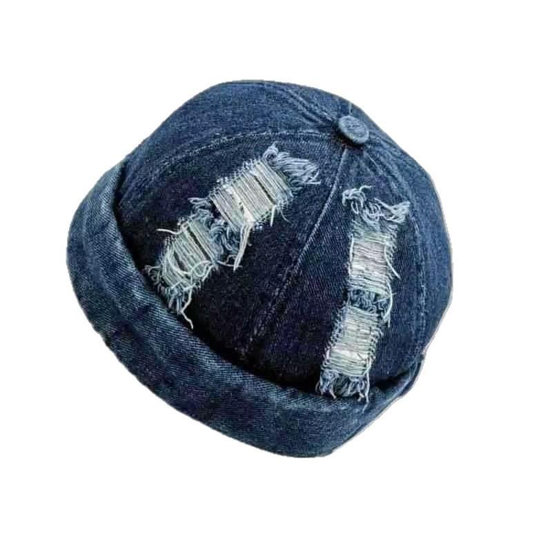 High Street holes make old melon fur hats men and women couples versatile street hip hop brimless denim landlord hat