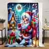 Santa's Festive Night Stroll Print Blanket Soft and Cozy Perfect for the Living Room Bed Sofa or a Nap,gift