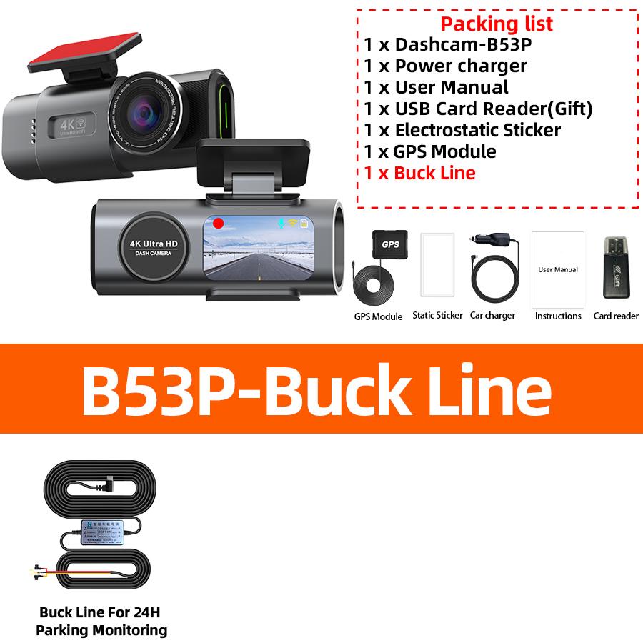 Yangood 4K Dashcam Black box Dual Channel Dual Lens Night Vision Support WIFI GPS 24H Parking Monitoring Car Video Recorder