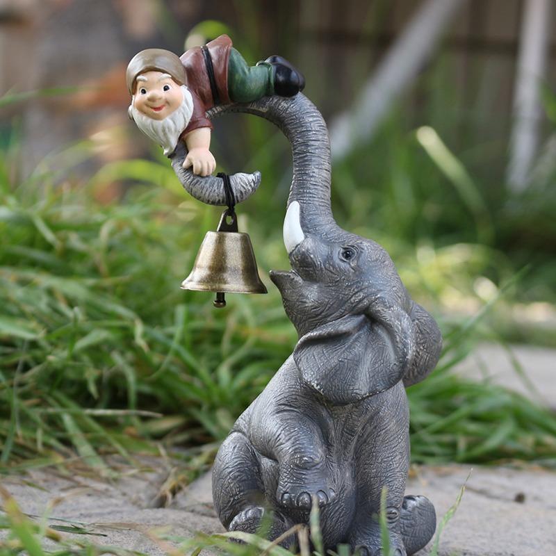 Bell Spirit Elephant Ornaments, Resin Outdoor Animal Statues, Villa Garden Balcony Craft Decorations