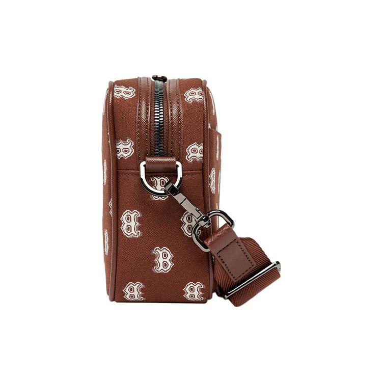 New MLB Monogram Collection Polyester Tofu Bag Combo Bag Camera Bag Shoulder Bag Crossbody Bag Regular Unisex Red Brown 3ACRM012N-43BRD